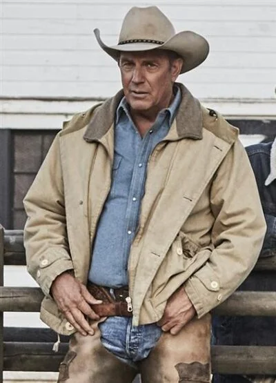 Kevin Costner Yellowstone John Dutton Beige Cotton Jacket