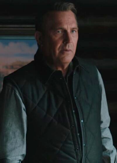 Kevin Costner Yellowstone John Dutton Black Quilted Vest
