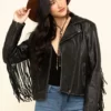 Alison Black Fringe Leather Jacket