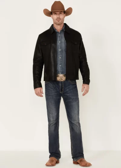 Solid-Black-Trucker-Leather-Jacket