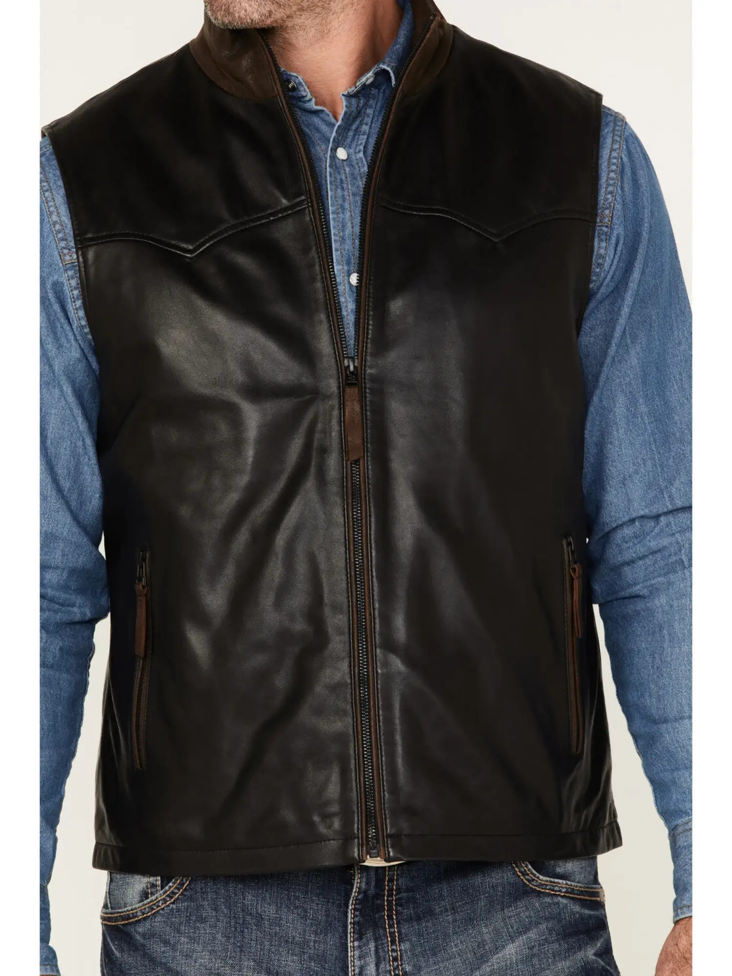 Men’s Zip-Up Leather Vest