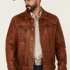 Recon Tan Leather Trucker Jacket
