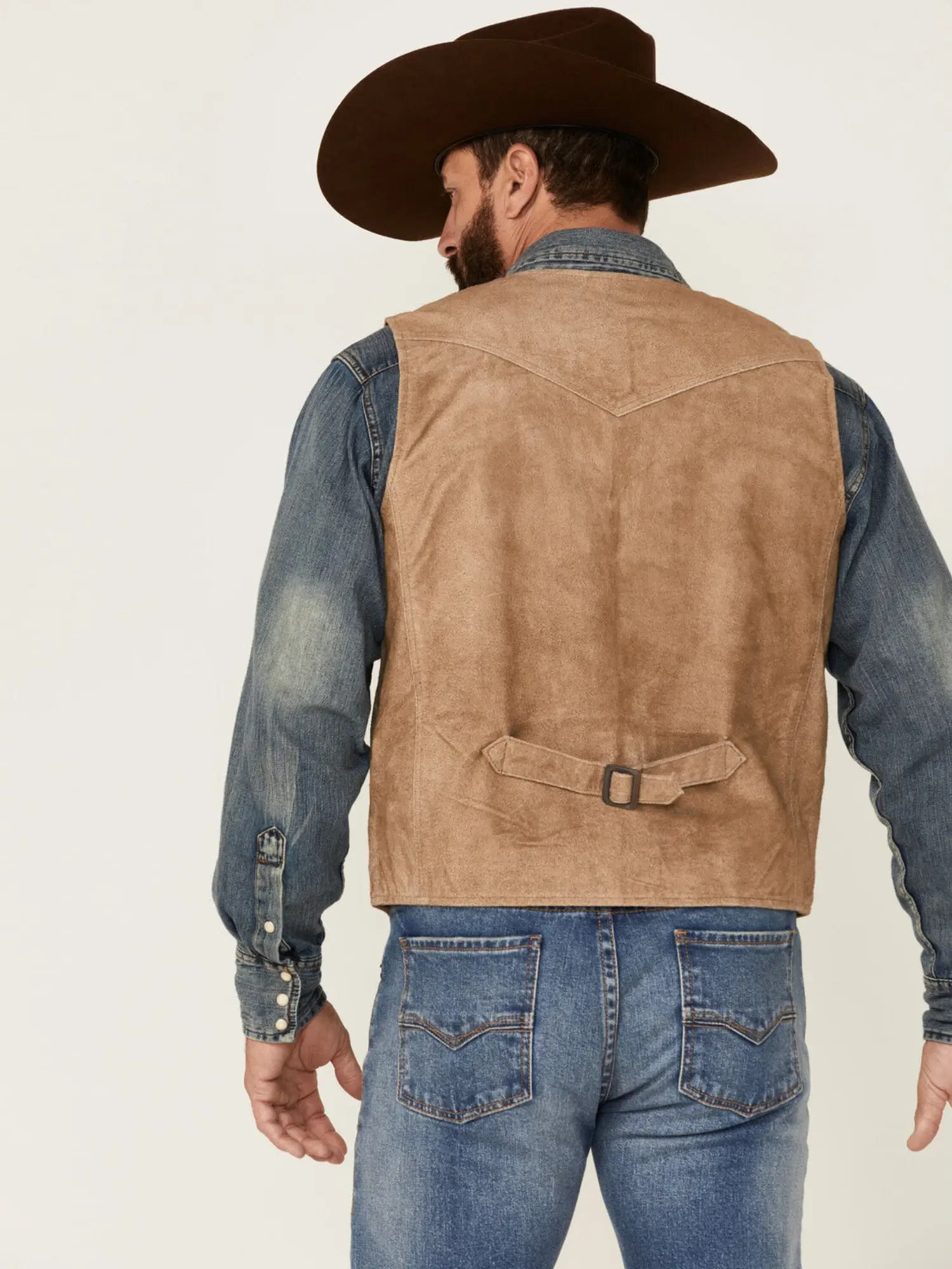 Men’s Tan Grasslands Button-Front Suede Dress Vest