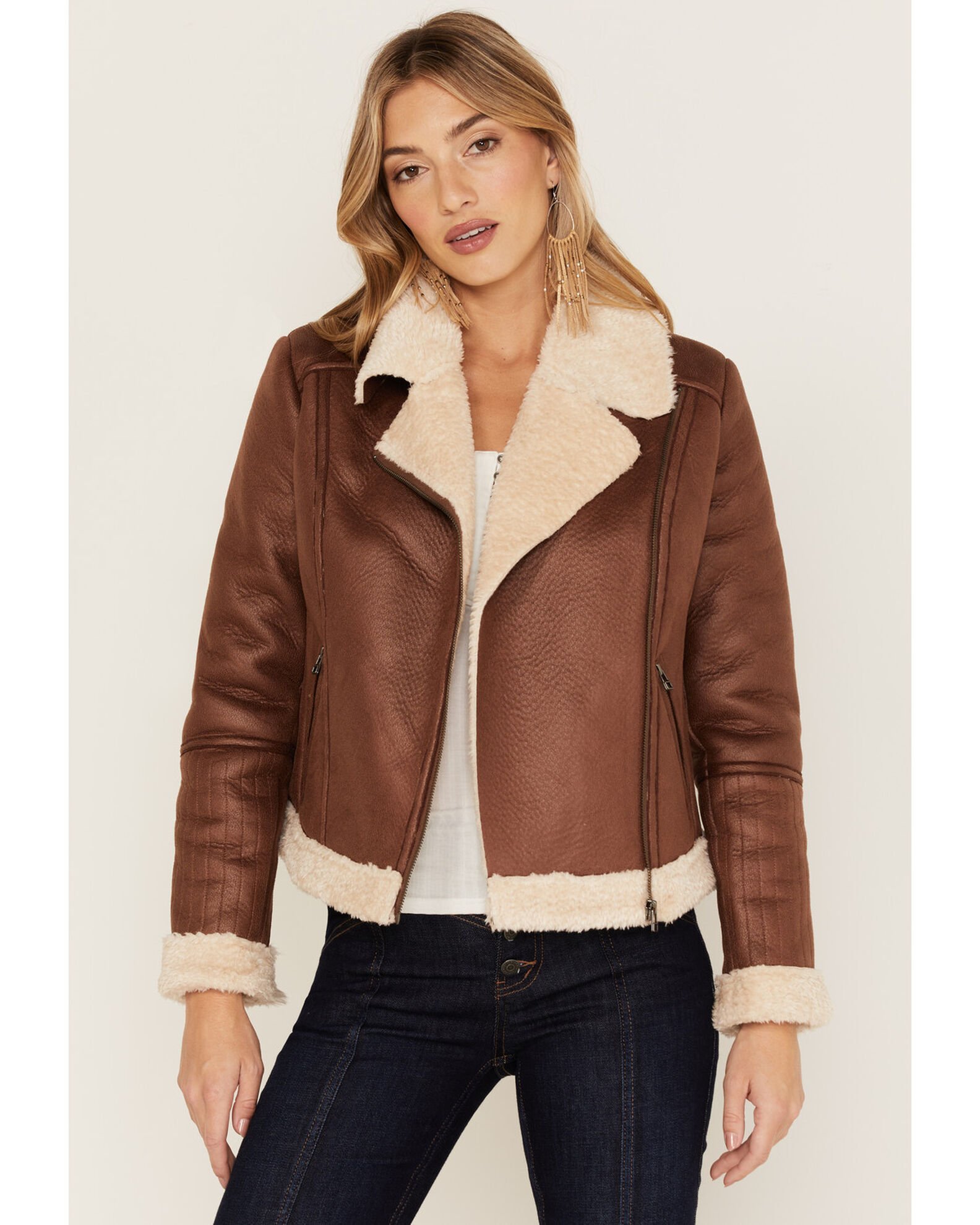 Women's Faux Leather & Shearling Jacket